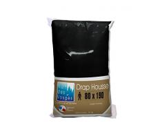 Nuit des Vosges 2106367 Cotoval Lenzuolo con Angoli Cotone in Tinta Unita Nero 80 x 190 cm