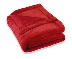 Coperta Matrimoniale Celinatex Montreal, in pile di microfibra, Poliestere, rosso, 220 x 240 cm (HerstellergrÃ¶Ãe: XL)