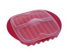 LÃ©kuÃ© 0220250R14M150 microonde Teglia con Coperchio, in plastica, Colore: Rosso, 45 x 35 x 25 cm