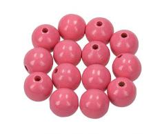 efco - Perline in Legno, Ã 14 mm, Foro 3,0 mm, Confezione da 20 Pezzi, in 22 Colori Assortiti, Rosa