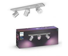 Philips Lighting Hue Argenta White and Color Ambiance Faretto Connesso, con Bluetooth, 3 Punti Luce, GU10, 5.7 W, Alluminio