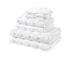 ASAB Set di 8 Asciugamani da Bagno Super Morbidi, Set di 4 Asciugamani per Il Viso Piccoli, 2 Asciugamani in Flanella e 2 Grandi Teli da Bagno in 100% Cotone soffice, Colore: Bianco