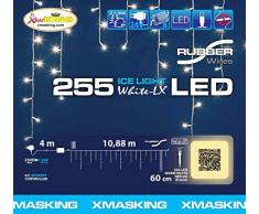 Stalattite 10,8 x 0,6 m, 255 LED Bianco Caldo, Cavo Bianco, con Memory Controller, Tendine Luminose, luci di Natale