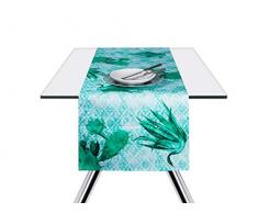 Excelsa Barrio De Cactus Tovaglia Runner, Cotone, Verde, 45 x 140 cm