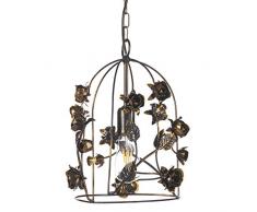 Onli Carolina Lampada a Sospensione 1 Luce Stile Classico Decorata con Rose, Marrone