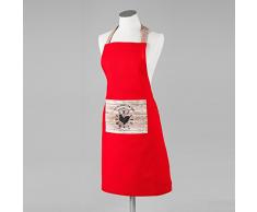 Ligne Décor, Grembiule da cucina con tasca e stampa, motivo: Fattoria, 60 x 84 cm, Rosso (rot)
