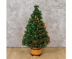 XMASKING Albero Verde 90 cm, Fibre ottiche Multicolor sfumate, Giochi di Luce Colorati, trasformatore 12V, Alberi di Natale Finti, alberelli Colorati