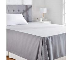 AmazonBasics - Lenzuolo sopra deluxe, in microfibra, a righe, 275 x 275 + 10 cm - Grigio Scuro