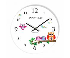 FLEXISTYLE Orologio da Parete Moderno per Bambini Gufo 3, 30cm, Silenzioso, Vetro Acrilico, Fatto in UE
