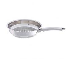 Fissler Crispy Steelux Premium - Padella in Acciaio Inox (Ã24 cm) Non Rivestita, Croccante e a Basso contenuto di Grassi, Adatta per La Frittura a Induzione