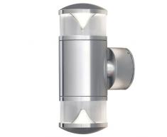 Konstsmide Monza 7906-310 - Lampada da parete 9x13x23,5 cm (BxPxH), 2 x 9 W, IP44, in alluminio, colore: Argento