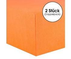 CelinaTex Lucina Baby Kids Lenzuolo Elasticizzato Lettino Letto per Bambini Cotone 2er-Set 60x120-70x140 cm Arancione