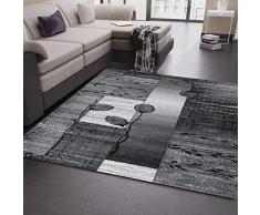 VIMODA Tappeto Moderno per Salotto, Grigio, Nero, Crema, con Motivo Floreale, 80 x 300 cm