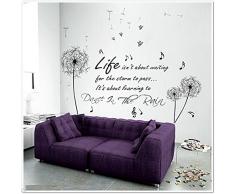 Walplus 170x150 cm Adesivi Parete Dandelion Dance in Rain Farfalle Rimovibile Autoadesivo Murale Art Decalcomanie Vinile Decorazione Casa Soggiorno Camera Ufficio da Parati Bambini Regalo, Multicolore