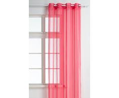 Homemaison - Tenda in stamigna a Righe Verticali, Tono su Tono, 100% Poliestere, Rosa, 140 x 260 cm