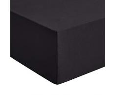 AmazonBasics - Lenzuolo con angoli, in jersey, di qualitÃ superiore, Nero - 160 x 190 cm