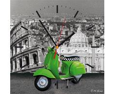 Contento, Orologio da Parete, Motivo: Roma in Vespa, 28 x 28 cm