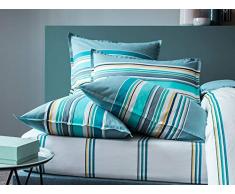 Matt & Rosa 044358Â Spirito Grafico Federa Cotone Blu/Orage 70Â x 50Â cm