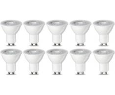 AmazonBasics Lampadina LED GU10, 4.7W (equivalenti a 50W), Luce Bianca Calda- Pacco da 10, reflector, plastic