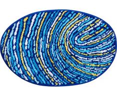Grund Tools for This ASIN Ragione Tappeto da Bagno 100% Poliacrilico, Ultra Soft, Antiscivolo, Certificato Oeko teÑ , 5Â Anni di Garanzia, Fantasia, Fingerprint - Blau-Gelb, 60x90 cm