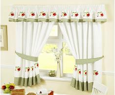 Frutta plissettate Cucina Tende e fermatenda, Rosso/Bianco, 46Â x 106,7Â cm, Poliestere, Red/White, 46 x 42-inch