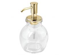 InterDesign Westport Pompa Dispenser di Sapone per Cucina/Bagno, Corto, Vetro, Trasparente, 10.16x10.16x16.5 cm