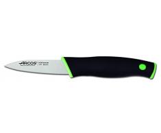 Arcos Serie Duo - Spelucchino Coltello per sbucciare - Lama Acciaio Inossidabile Nitrum 85 mm - Manico Polipropilene Coperto da Elastomer Colore Nero e Verde
