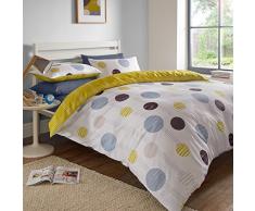 DreamsceneÂ âÂ Set copripiumino con stampa a pois, colore: grigio/lime, King