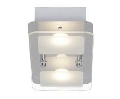 Brilliant Mountain LED lampada da parete/soffitto, 2Â luci, 2Â X 5Â W LED integrato, 2Â X 400Â Lumen, 3000Â K Bianco caldo, vetro/metallo, cromato, 14Â x 34Â x 6.5Â cm, g11429/15