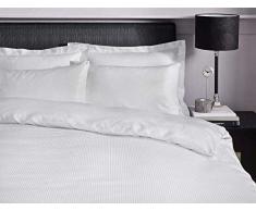 Catherine Lansfield Platinum - Lenzuolo con angoli elasticizzati, righe satinate, 300 fili, per letto doppio, colore: bianco