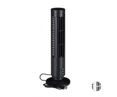 Relaxdays - Ventilatore a Colonna con USB, 2 velocitÃ , Mini Ventilatore da Tavolo per Ufficio e scrivania, Nero