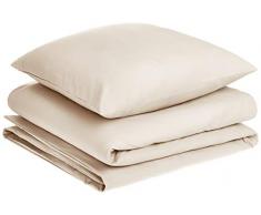 AmazonBasics - Set con copripiumino in microfibra di prima qualitÃ , 155 x 200 cm / 80 x 80 cm, beige