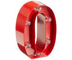Pusher Mini Las Vegas Decorazioni Luminose per la Casa Numerino 0, Metallo, Rosso, 6x4x10 cm