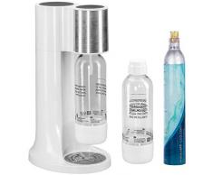 LEVIVO Set Frizzante di Cui 2 Bottiglie e Cilindro COÂ², Gasatore per Acqua del Rubinetto con Anidride Carbonica su Pressione di Un Pulsante, Bianco