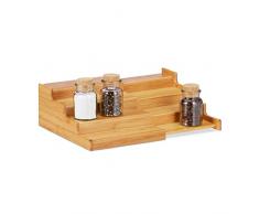 Relaxdays, Naturale, Portaspezie in bambÃ¹, 4 Ripiani, Estendibile, Resistente allâumiditÃ , HLP 11x38,5x28, Legno, 11 x 38,5 x 28 cm