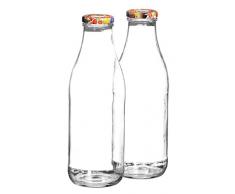 Breech - Set di bottiglie per succhi di frutta da 1 litro con tappo a vite, 2 pezzi