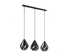 EGLO Carlton 1 lampada a sospensione Supporto flessibile Nero, Rame E27 A,A+,A++,B,C,D,E