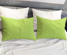 PETTI Artigiani Italiani - Coppia di Federe, Coppia di Federe Verde, Federa Copricuscino, Set di 2x Federe per Cuscini, 100% Cotone Percalle Made in Italy