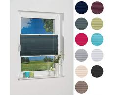 K-home Palma Tenda Oscurante Plissettata Klemmfix, Color Petrolio, Tessuto, Nero, 80 x 130 cm