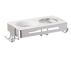 Wenko 22775100/piastra per Capelli asciugacapelli Titolare Premium Plus in Acciaio Inox, Argento/Bianco, 27Â x 15Â x 8.5Â cm
