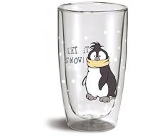 NICI Bicchiere Vetro Termico Pinguino, 0,3 Litri
