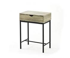 Greenhurst Kubik Console Table with Drawer Tavolino, Acciaio, venature del Legno, Nero, taglia unica
