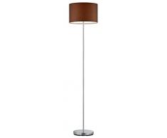 Trio Leuchten Trio 401100114 Lampada a Stelo, in Nichel Opaco, Tessuto Paralume Marrone E27, 60 W, 160 x 35 cm