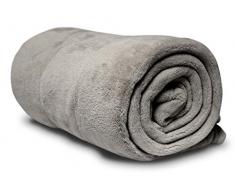 Soleil docre 511048 Coperta Matrimoniale in pile di poliestere, colore: grigio chiaro, 220 x 240 cm