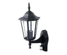 Portalampada Lanterna Facing Up con Pir Esterno Ip44 Nero E27