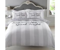 Dreamscene Sweet DreamsÂ âÂ Set Copripiumino con Federa Grigio, 100% Poliestere, Lavabile in Lavatrice, Beige, Super King