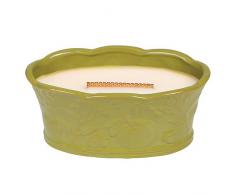 Woodwick, Candela a Forma di Cestino di Mele con Fiamma hearthwick, Verde, Grande
