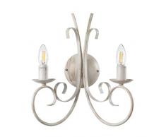 ONLI Applique 2 luci in Metallo Bianco Invecchiato