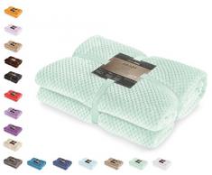 DecoKing Henry, Morbida Coperta in Microfibra/Pile, Coperta da Giorno, da Salotto, in Stile scandinavo, Poliestere, Pfefferminz, 220 x 240 cm