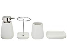 AmazonBasics - Set di accessori da bagno in ceramica, 4 pezzi - Bianco